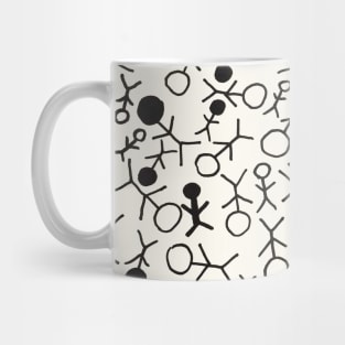 Stick Figures Doodle Black Mug